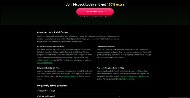 About McLuck Social Casino and its FAQ