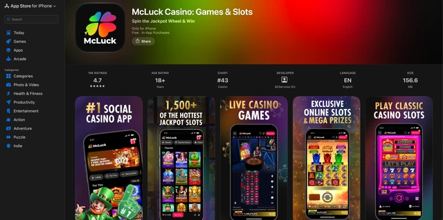 McLuck Casino: Games & Slots on the App Store for iPhone, by B2Services